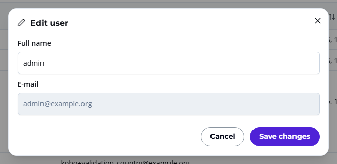 Edit user dialog