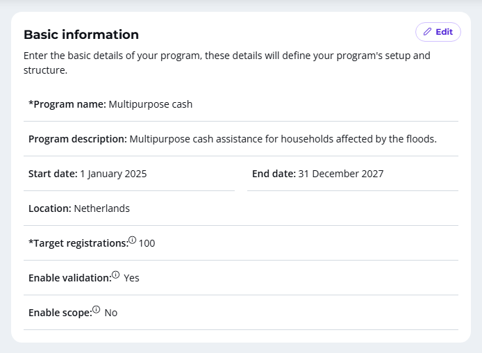 Basic Program Information