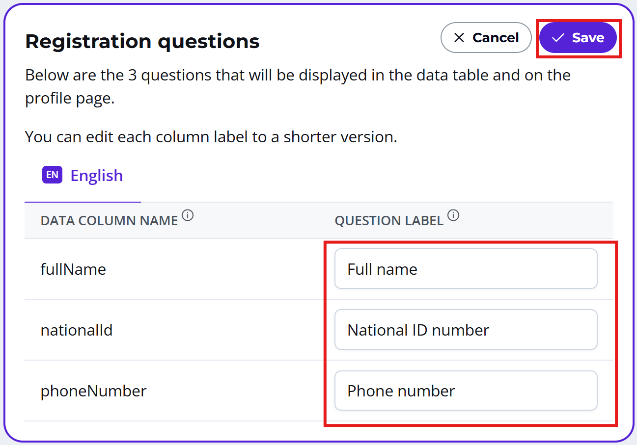 Registration data link