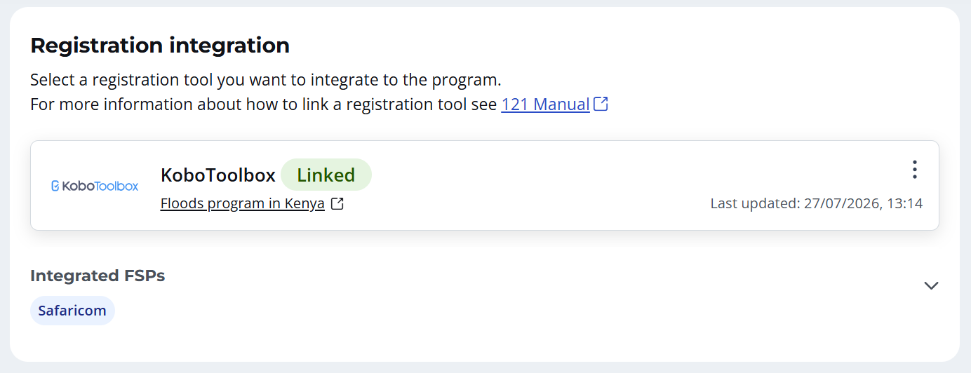 Registration data link